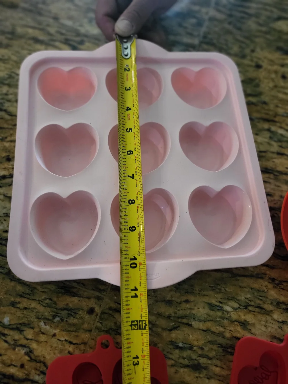 9 Piece - Heart-Shaped Silicone Mold Set - Pink & Red